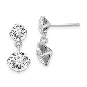 Sterling Silver Rhodium-plated Crystal Dangle Post Earrings